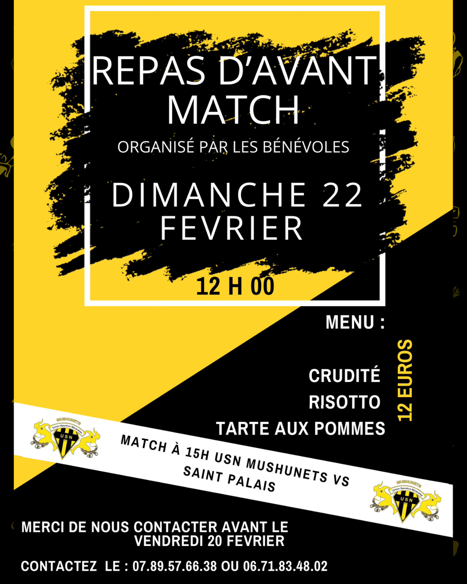 REPAS AVANT MATCH MUSHUNETS