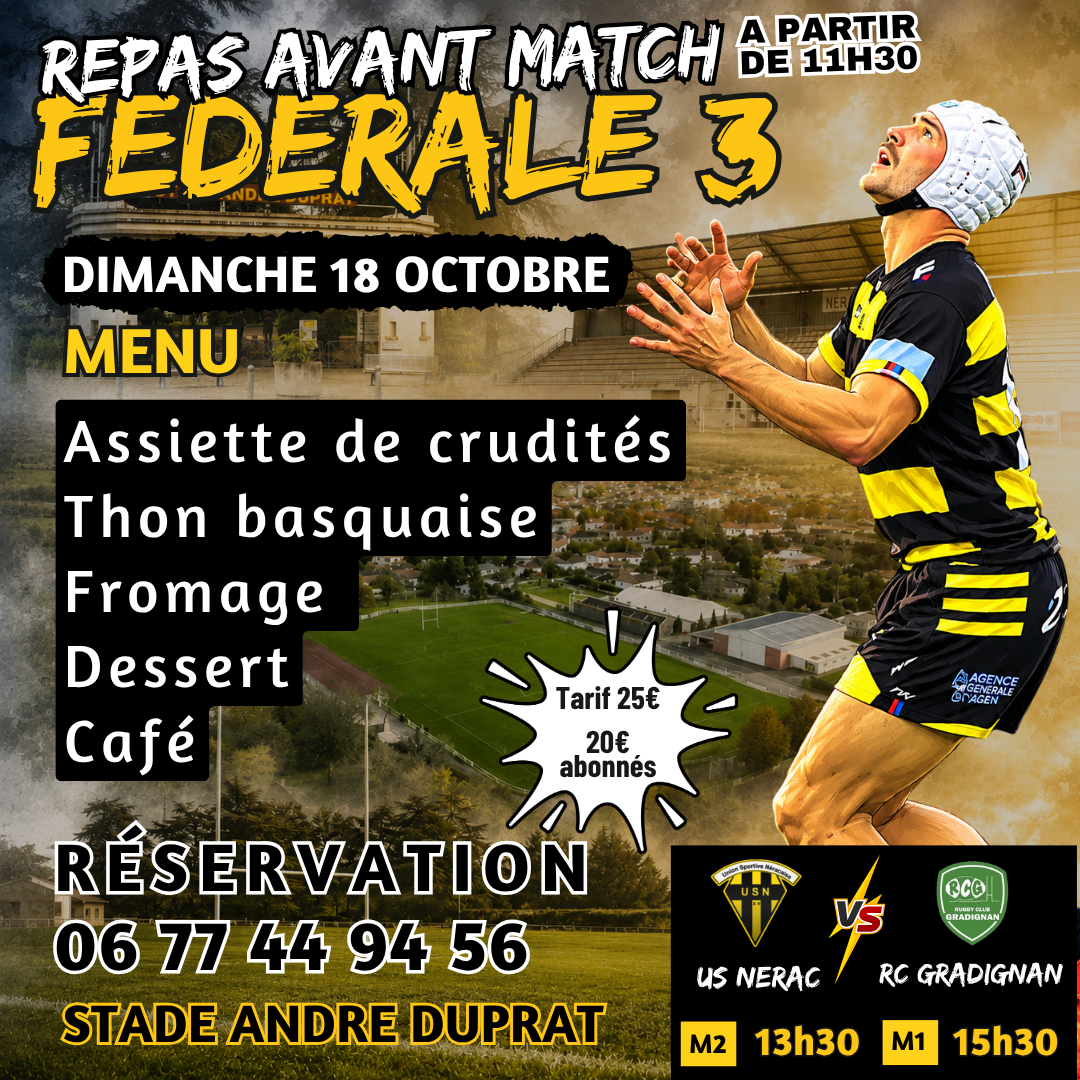 REPAS AVANT MATCH - USN vs RC GRADIGNAN